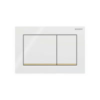 Клавіша змиву Geberit Omega20 (ex Omega30) для подвійного змиву, Square, 115.080.KK.1, біла/позолота