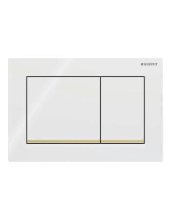 Клавіша змиву Geberit Omega20 (ex Omega30) для подвійного змиву, Square, 115.080.KK.1, біла/позолота