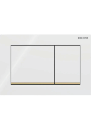 Клавіша змиву Geberit Omega20 (ex Omega30) для подвійного змиву, Square, 115.080.KK.1, біла/позолота Клавіша змиву Geberit Omega20 (ex Omega30) для подвійного змиву, Square, 115.080.KK.1, біла/позолота