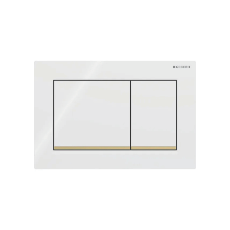 Клавіша змиву Geberit Omega20 (ex Omega30) для подвійного змиву, Square, 115.080.KK.1, біла/позолота