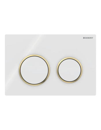 Клавіша змиву Geberit Omega20 для подвійного змиву, Round, 115.085.KK.1, біла/позолота