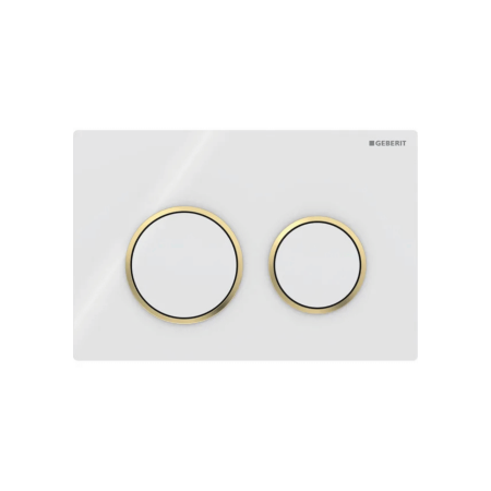 Клавіша змиву Geberit Omega20 для подвійного змиву, Round, 115.085.KK.1, біла/позолота