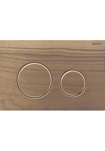 Клавіша змиву Geberit Sigma50 (ex Sigma21) для подвійного змиву, Round, 115.650.JX.1, червоне золото / чорний горіх Клавіша змиву Geberit Sigma50 (ex Sigma21) для подвійного змиву, Round, 115.650.JX.1, червоне золото / чорний горіх