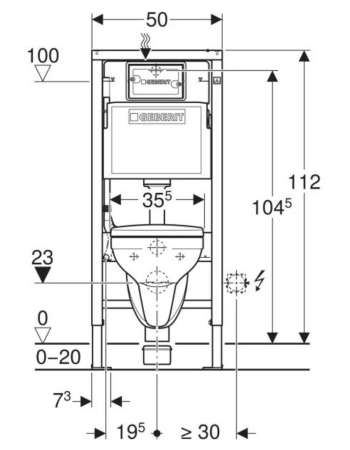 Комплект інсталяції Geberit Duofix PRO 20, 112 см, зі змивним бачком прихованого монтажу Delta 12 см, з підвісним унітазом Idol із сидінням і клавішою змиву Delta01 118.315.11.1 біла