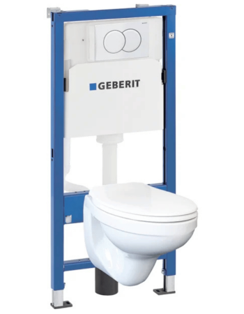 Комплект інсталяції Geberit Duofix PRO 20, 112 см, зі змивним бачком прихованого монтажу Delta 12 см, з підвісним унітазом Idol із сидінням і клавішою змиву Delta01 118.315.11.1 біла
