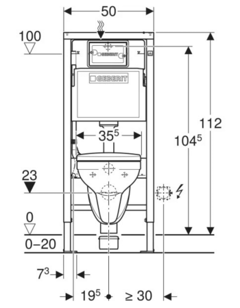 Комплект інсталяції Geberit Duofix PRO 20, 112 см, зі змивним бачком прихованого монтажу Delta 12 см, з підвісним унітазом Idol із сидінням і клавішою змиву Delta01 118.315.11.2 хром глянець