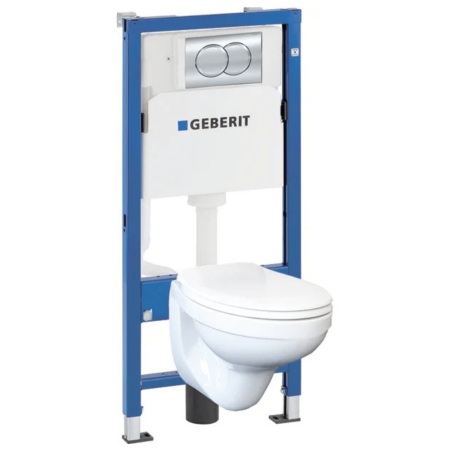 Комплект інсталяції Geberit Duofix PRO 20, 112 см, зі змивним бачком прихованого монтажу Delta 12 см, з підвісним унітазом Idol із сидінням і клавішою змиву Delta01 118.315.11.2 хром глянець