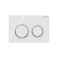 Клавіша змиву Geberit Omega20 для подвійного змиву, Round, 115.085.KK.1, біла/позолота