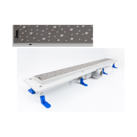Душовий трап Styron із полірованою решіткою 1000 мм «Краплі» із сухим сифоном STY-D-100