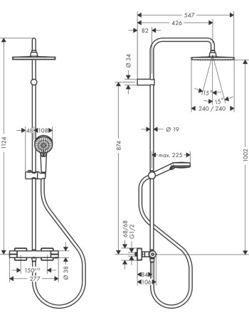 Душова система з термостатом hansgrohe Vernis Shape, 26429670