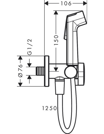 Гігієнічний душ зі шлангом і тримачем hansgrohe Bidette, 29230700