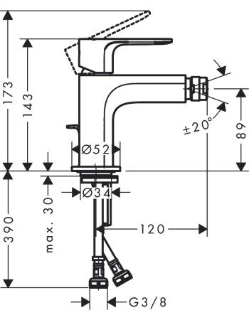 Змішувач для біде hansgrohe Rebris S, 72210000