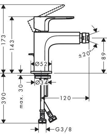 Змішувач для біде hansgrohe Rebris S, 72212000