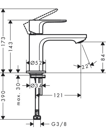 Змішувач для раковини hansgrohe Rebris S, 72503000