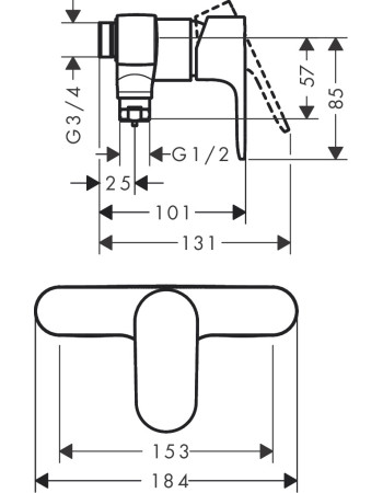 Змішувач для душу hansgrohe Rebris S, 72642000