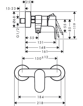 Змішувач для душу hansgrohe Rebris S, 72643670