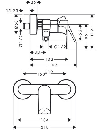 Змішувач для душу hansgrohe Rebris E, 72650670